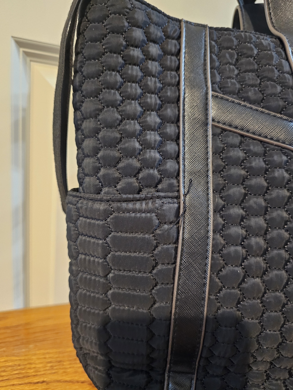 Aimee Kestenberg Black Quilted Tote with Gold Trim - Picture 7 of 16